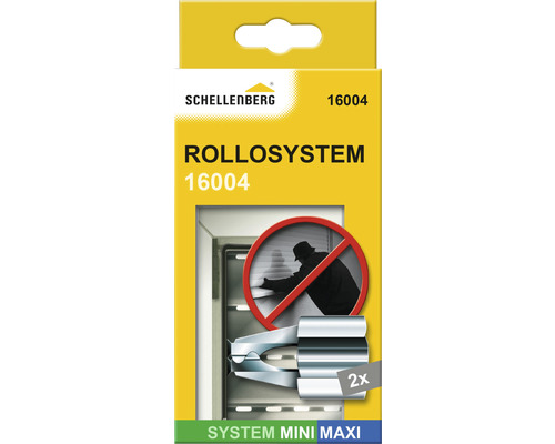Schellenberg Logo. Verpackung Rollosystem Einbruchhemmung für Mini und Maxi Systeme