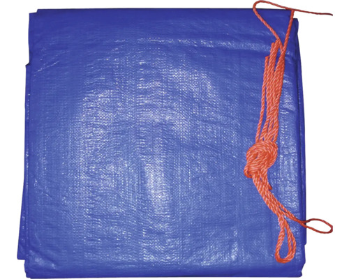 Blaue Gewebeplane mit Befestigungsseil