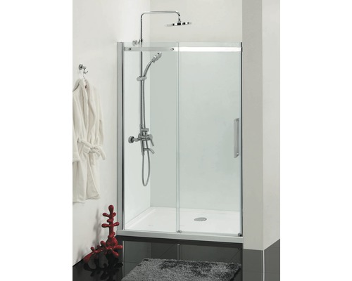 Schiebetür für Nische und Seitenwand Sanotechnik DB120U 1200x1950 mm Echtglas Klar hell chrom