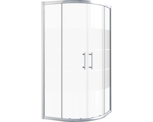 Halbrunde Duschkabine mit zwei Glastüren und Griffen