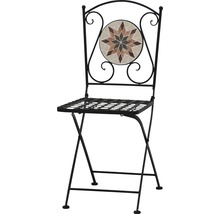 Klappstuhl aus Metall mit Mosaik im Rückenbereich