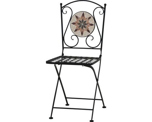 Klappstuhl aus Metall mit Mosaik im Rückenbereich