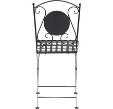 Blumenhocker aus Metall mit runder Rückenlehne und Ablage