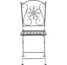 Gartensessel aus Metall mit Mosaikmuster in der Rückenlehne