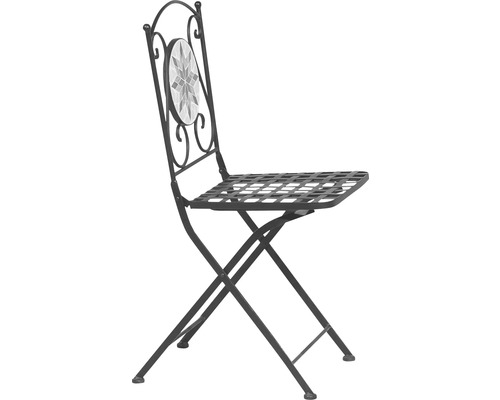 Klappbarer Gartenstuhl aus Metall mit Mosaikverzierung