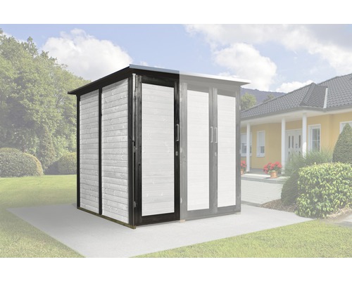 Anbauschrank SaveBike für weka Garten Q 224x71 cm antrazit-weiß Gartenhaus aus Holz mit Doppeltür und Einzeltür