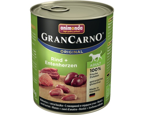 Hundefutter nass animonda Gran Carno Original Adult Rind + Entenherzen 800 g