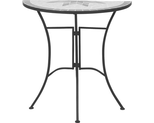 Halbrundes Mosaik Gartentisch mit Metallgestell