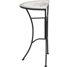 Halbmondförmiger Konsolentisch mit Mosaikplatte und Metallgestell