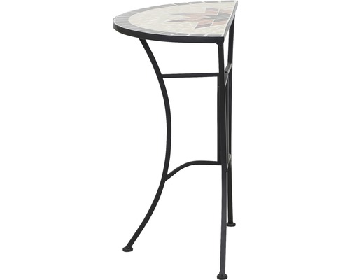 Halbmondförmiger Konsolentisch mit Mosaikplatte und Metallgestell