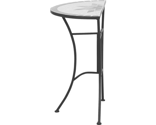 Halbrundes Konsolentisch mit Mosaikplatte und Metallgestell