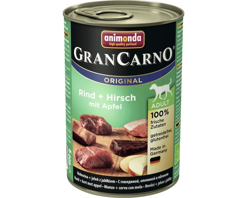 Hundefutter nass ANIMONDA Gran Carno Original Adult Rind und Hirsch mit Apfel 400 g