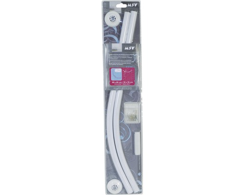 MSV Duschvorhangstange Eckmontage mit Zubehör in Verpackung