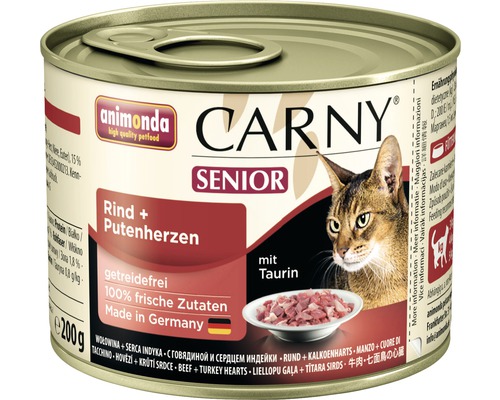 Katzenfutter nass ANIMONDA Carny Senior Rind und Putenherzen 200 g