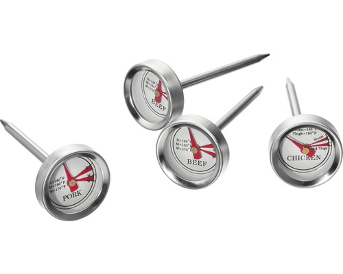 Grillthermometer Tenneker® Edelstahl 4 Stück 6,5 x 2,5 x 2,5 cm silber