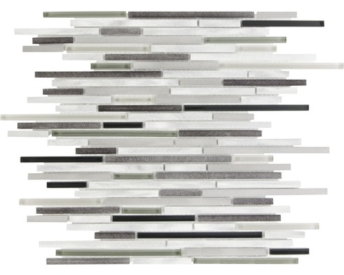 Glasmosaik mit Aluminium 30,0x30,0 cm schwarz beige