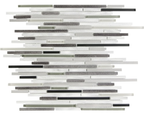 Glasmosaik mit Aluminium 30,0x30,0 cm schwarz beige Mosaikfliese aus Glas und Stein