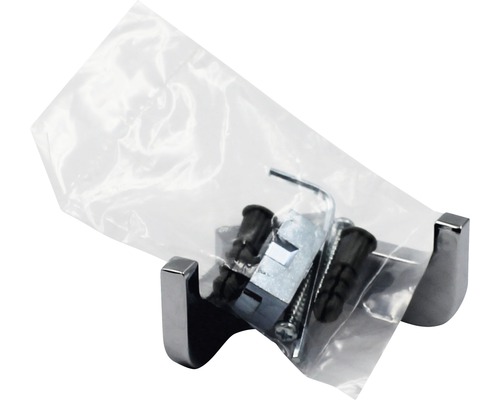 Doppelter Wandhaken mit Befestigungsmaterial in einer Verpackung