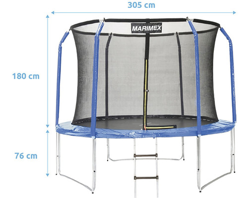 Trampolin mit Sicherheitsnetz und Leiter, Durchmesser 305 cm