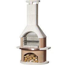 Gartengrillkamin mit Holzscheitlager