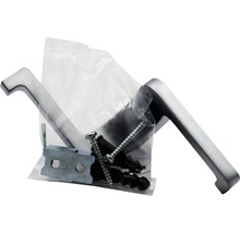 Fenstergriff mit Schrauben und Beschlägen in einer Verpackung
