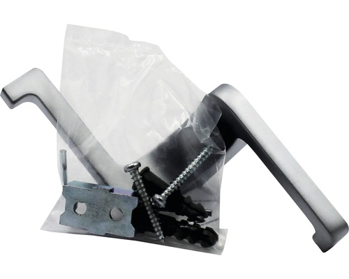 Fenstergriff mit Schrauben und Beschlägen in einer Verpackung