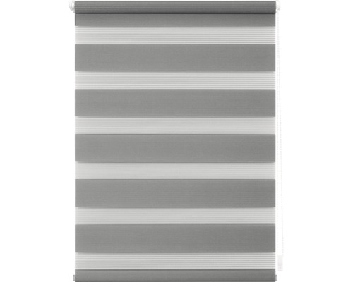 Graues Doppelrollo zur Fensterdekoration und Lichtregulierung