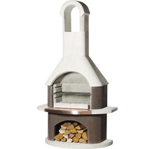 Gemauerter Gartengrill mit Holzlager