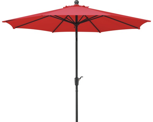 Roter Gartenschirm mit Mittelständer
