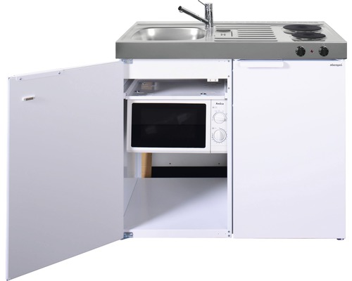 Miniküche Stengel Kitchenline MKM100 100x60 cm Becken links weiß glänzend mit Kochfeld