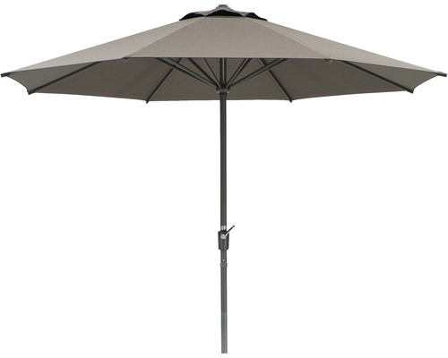 Sonnenschirm Schneider Korsika Ø 320 H 250 cm Polyacryl 250 g/m² braun-melange Grauer Gartenschirm mit Mittelmast