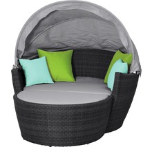 Runde Gartenlounge aus Rattan mit Baldachin und Kissen