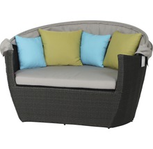 Gartencouch aus Rattan mit Polster und Kissen