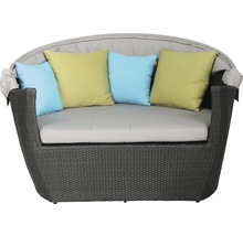 Gartenlounge aus Polyrattan mit Baldachin und Kissen