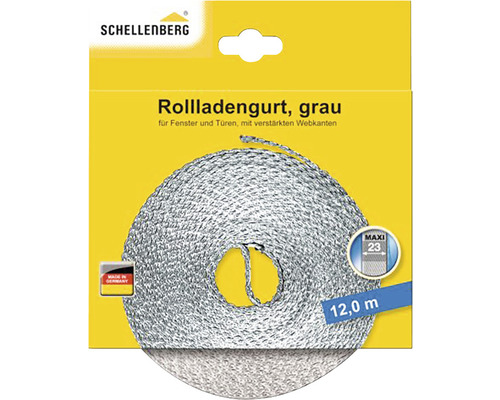 Schellenberg Rolladengurt, grau, 12 Meter, für Fenster und Türen