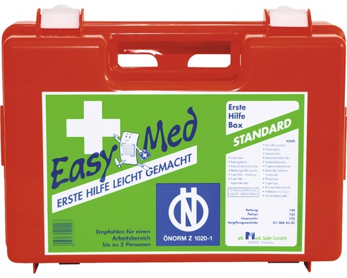Erste Hilfe Verbandskasten Standard,für Verletzungen im Handels-, Büro und Lagerbereich (Geeignet für Arbeitsbereiche bis 5 Personen)
