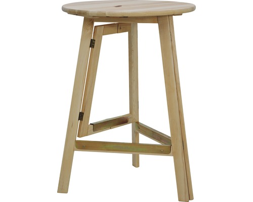 Runder Stehtisch aus Holz mit dreibeinigem Gestell