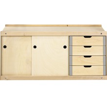 Holzschrank mit Schiebetüren und Schubladen