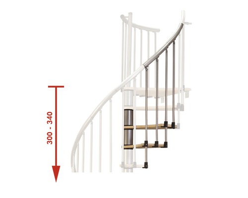 Spindeltreppe mit Maßangabe 300 bis 340