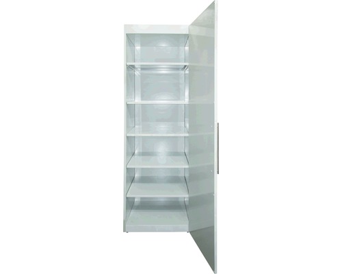 Hochschrank Stengel weiß glänzend 60x200x60 cm Türanschlag rechts mit Drehtür Offener Metallschrank mit mehreren Regalböden