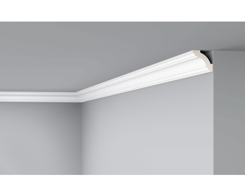 Deckenleiste F8 1 St. 2 m x 40 x 40 mm Weiße Zierleiste an Wand und Decke