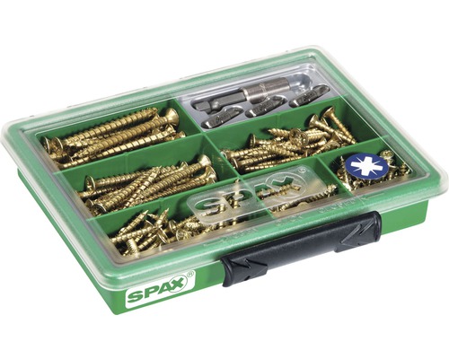 Spax Sortimentskasten Senkkopf Stahl PZ ,199 Stück Sortimentskasten mit verschiedenen Schrauben und Bits