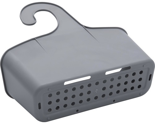 Grauer Duschkorb mit Haken zur Aufhängung