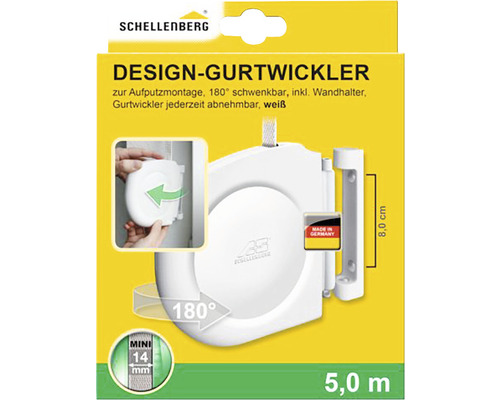 Schellenberg Design Gurtwickler für Aufputzmontage mit 5.0 Meter Gurtlänge