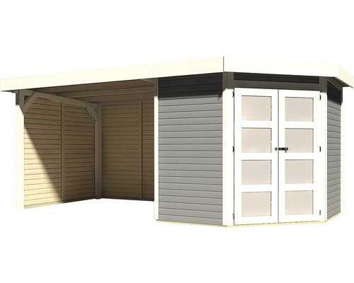 Geräteschuppen mit Carport aus Holz