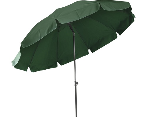 Grüner Sonnenschirm mit Mittelstock für den Garten