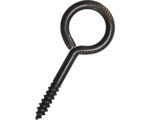 Ringschraube 20 x 10 mm, rustikal schwarz, 10 Stück Rundhaken aus Stahl mit Schraubgewinde