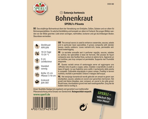Sperli Bohnenkraut Saatgutpackung