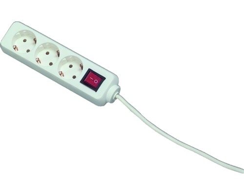 Steckdosenleiste 3-fach, mit Schalter, 3G1,5, weiß, 1,5 m