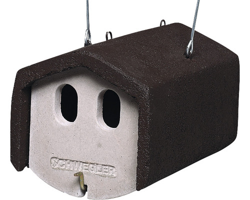 Nischenbrüterhöhle SCHWEGLER 1N mit integriertem Räuberschutz 30 x 20 x 20 cm Hängendes Vogelnest aus Holzbeton mit zwei Einfluglöchern